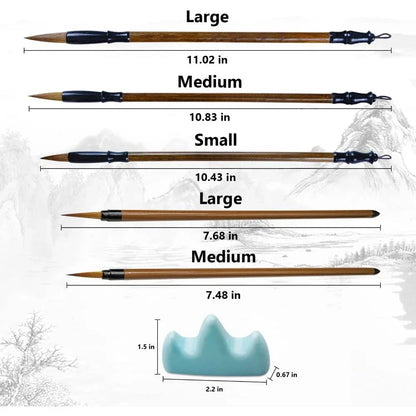 6pcs Calligraphy brush - Painting brush Watercolor brush set, writing Sumi Maobi