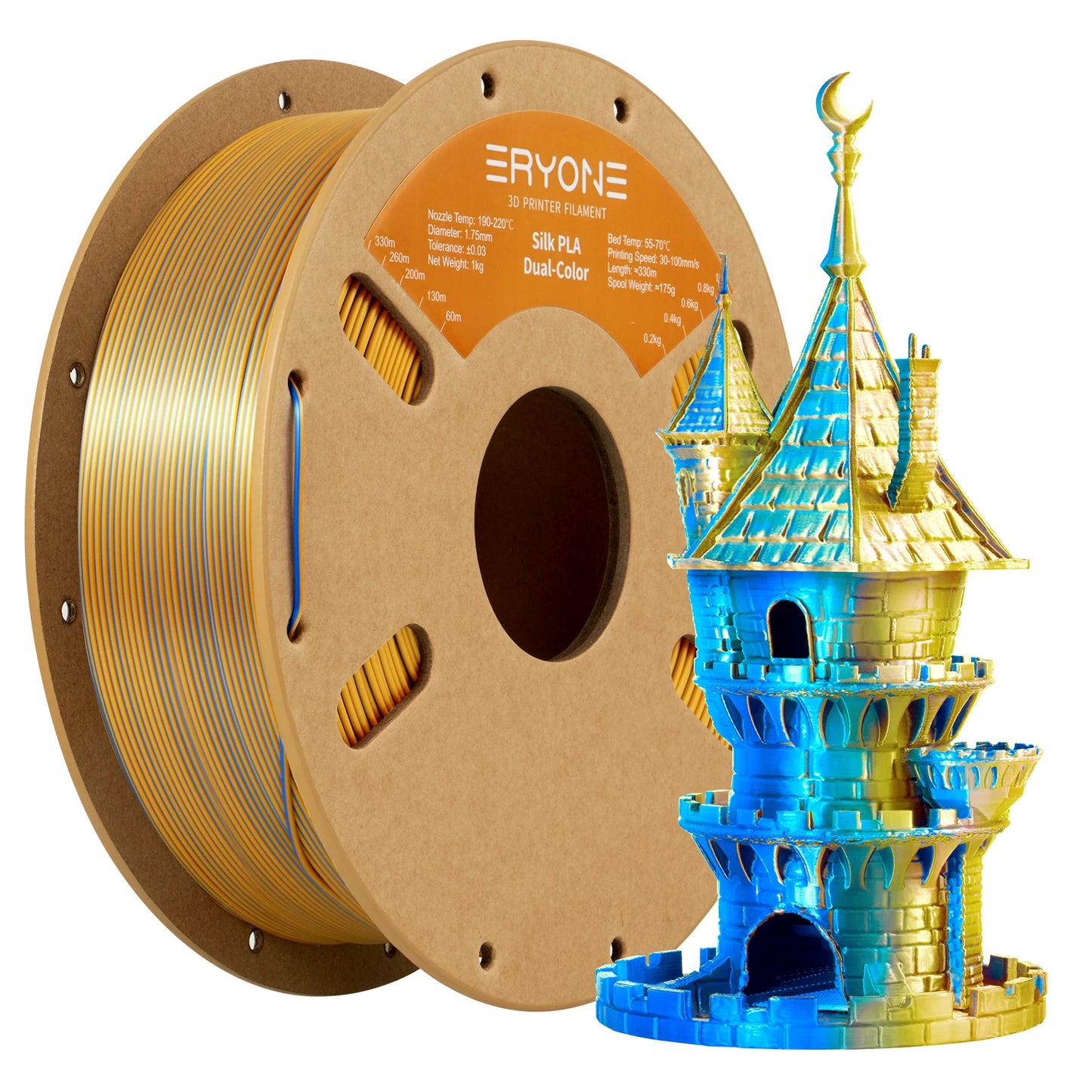 ERYONE Dual Color Series Silk PLA And Matte PLA 1KG 1.75mm Diameter High Quality Filament For FDM 3D Printing