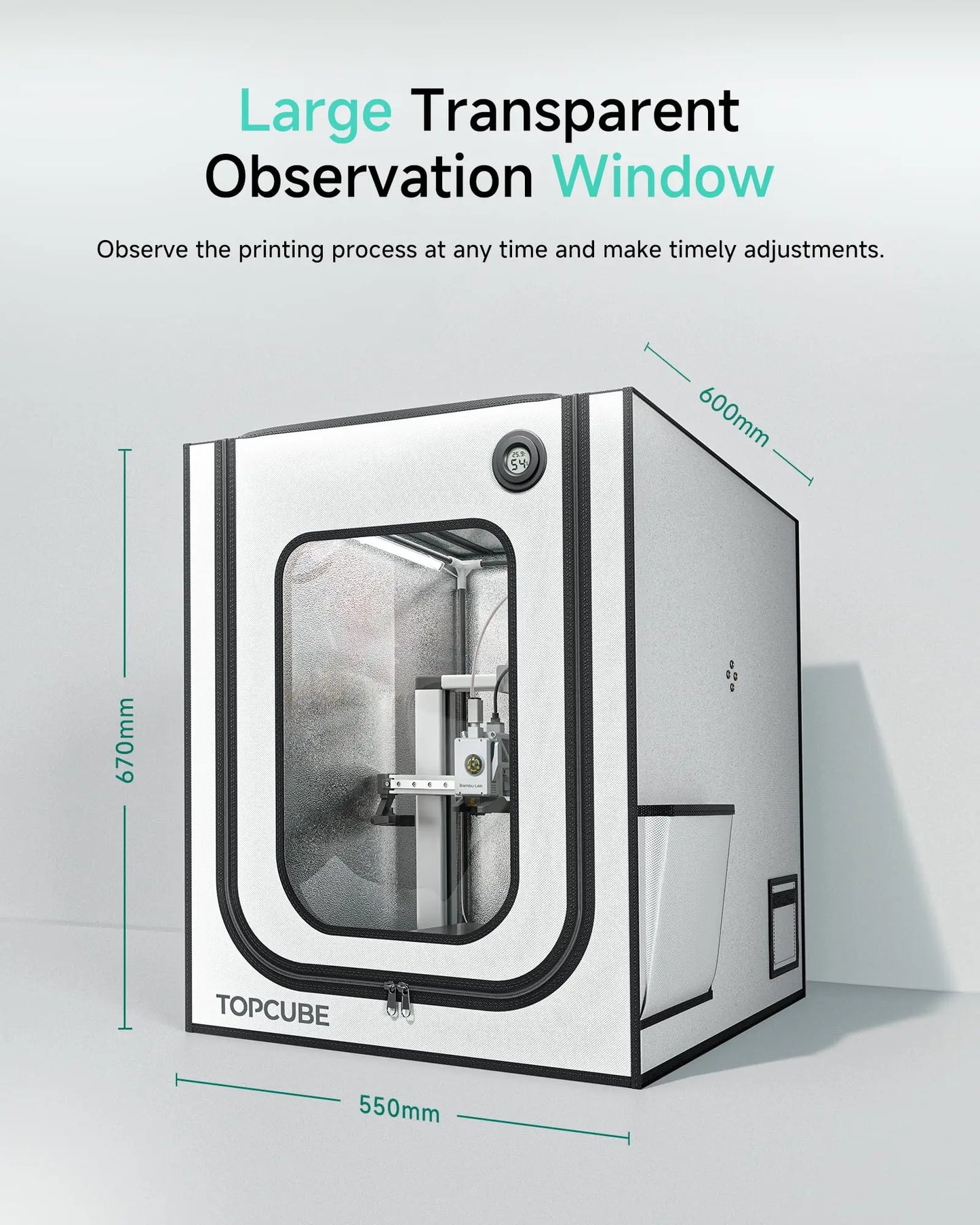 YOOPAI 3D Enclosure For Bambu A1 3D Printer fireproof House Cover with LED light Constant Temperature