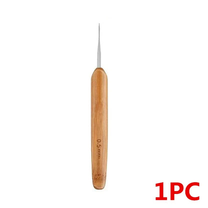 1Pc 0.5mm/0.75mm Dreadlock Crochet Hook Wood Needles Hair Tool for Braid Craft