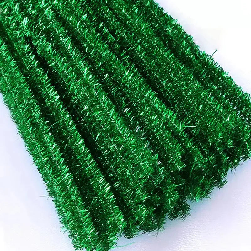 10/50/100 Glitter Chenille Stem Pipe Cleaner Plush Metal Foil Stem Wire Sticks DIY