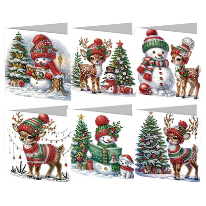 4/6/8/12PCS Diamond Painting Greeting Cards DIY 5D Christmas Collections Festival Cards