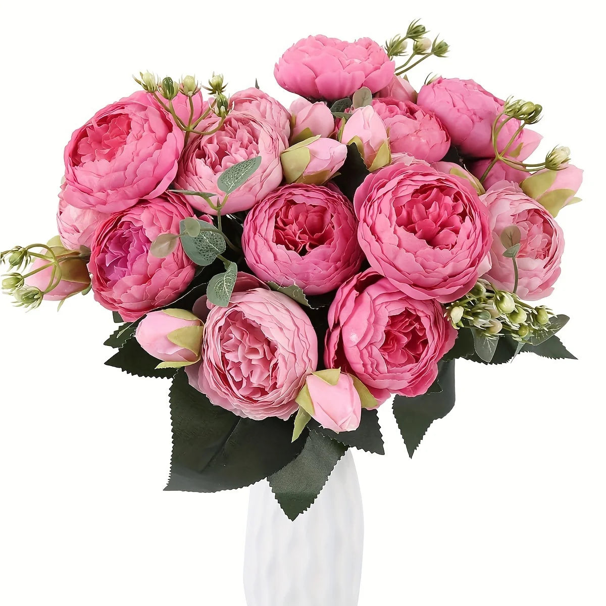 4 Bundles Peonies Artificial Flowers, 13.4in Silk Fake Flowers Bouquets