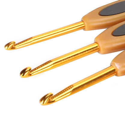 8pcs Crochet Hook Knitting Tools Aluminum Ergonomic Sweater Needles Brown Plastic Handle