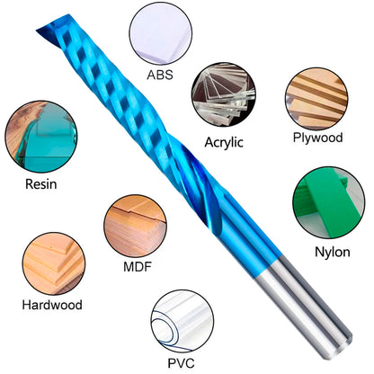 XCAN Single Flute Spiral Milling Cutter Set 1-3.175mm 10Pcs Shank CNC End for Wood MDF PVC