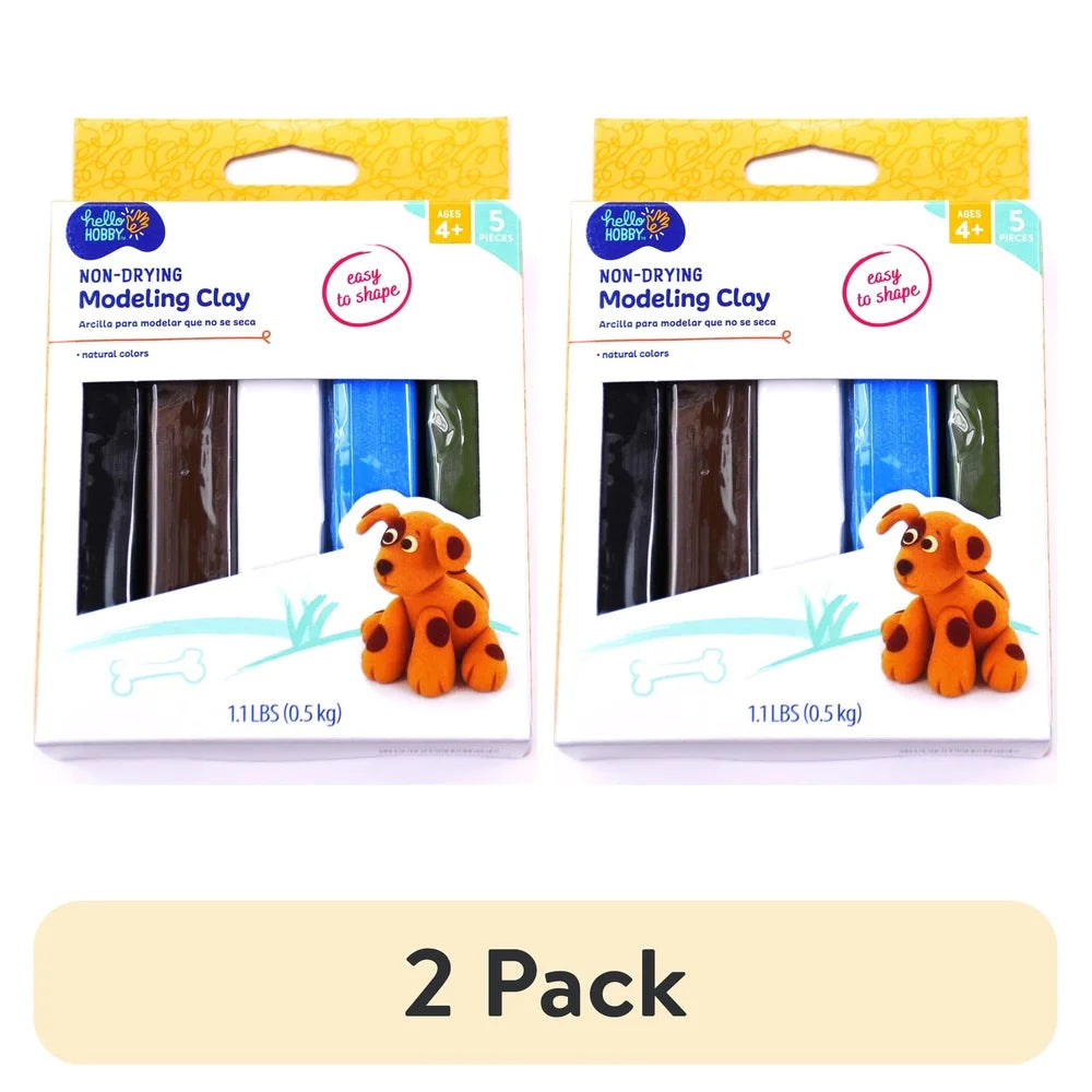 2 Pack Non-Drying Natural Modeling Clay 1 lb Flexible Reusable Ideal Sculpting Claymation Projects