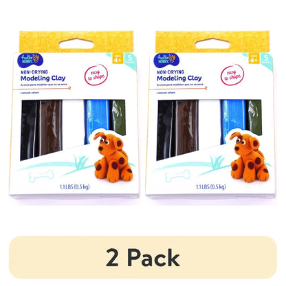 2 Pack Non-Drying Natural Modeling Clay 1 lb Flexible Reusable Ideal Sculpting Claymation Projects