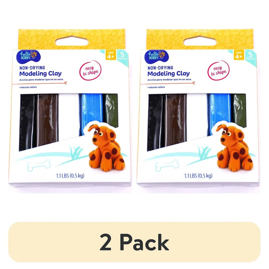 2 Pack Non-Drying Natural Modeling Clay 1 lb Flexible Reusable Ideal Sculpting Claymation Projects