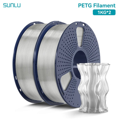SUNLU 2KG PETG/PETG Clear Filament 1.75 ±0.02mm 1kg Spool (2.2lbs)