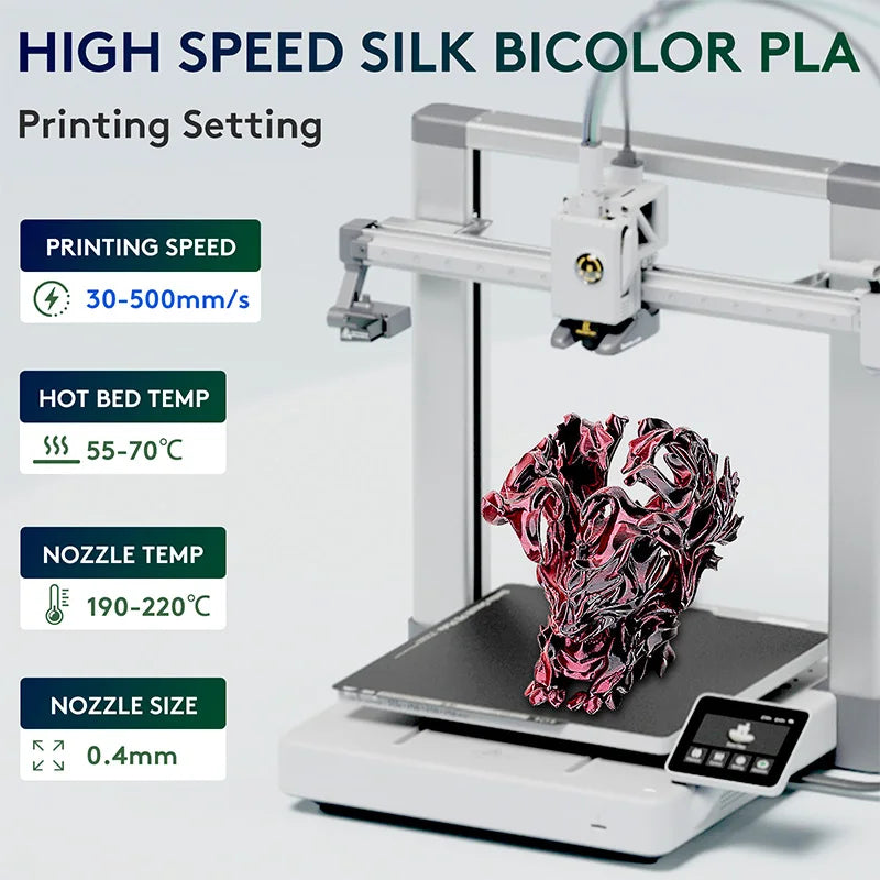 ERYONE PLA Silk Dual Color Premium Filament 3D Print, Diameter:1.75mm, Tolerance:+/-0.03mm,1KG/Spool