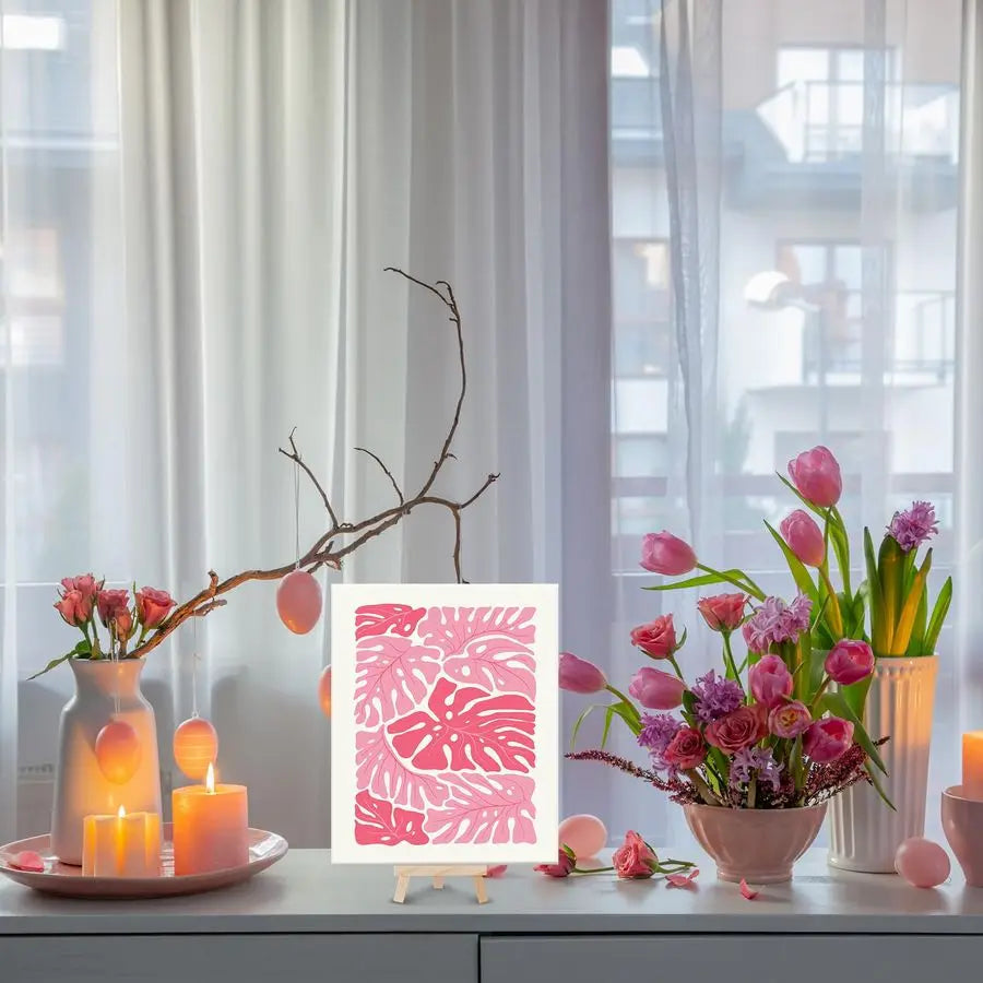 12 Set Paint by Numbers Kit for Adults Simple Flowers Painting 8x10 Inch with Wooden Frame Easel Acrylic Paints Brushes Watercol