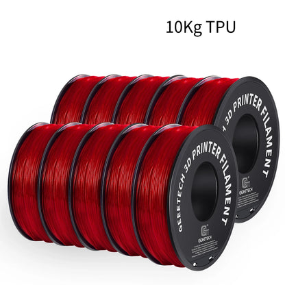 GEEETECH 10Kg TPU 3D Printer Filament material 1kg 2.2LBS/Spool 1.75mm Plastic Vacuum Packaging Non-Toxic Shore Hardness 95A