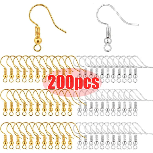 100/200pcs DIY Earring Findings Clasps Hooks Stainless Steel Hypoallergenic Earring Making Accessories Hook Earwire