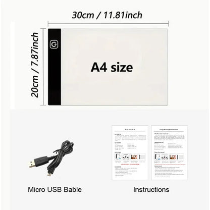 Led Drawing Copy Pad 3 Level Dimmable Board Table Animation Painting Adjustable Light Notepad