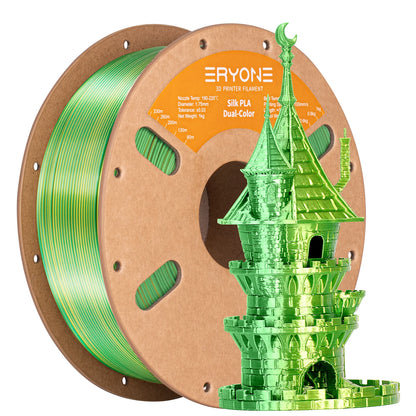ERYONE PLA Silk Dual Color Premium Filament 3D Print, Diameter:1.75mm, Tolerance:+/-0.03mm,1KG/Spool