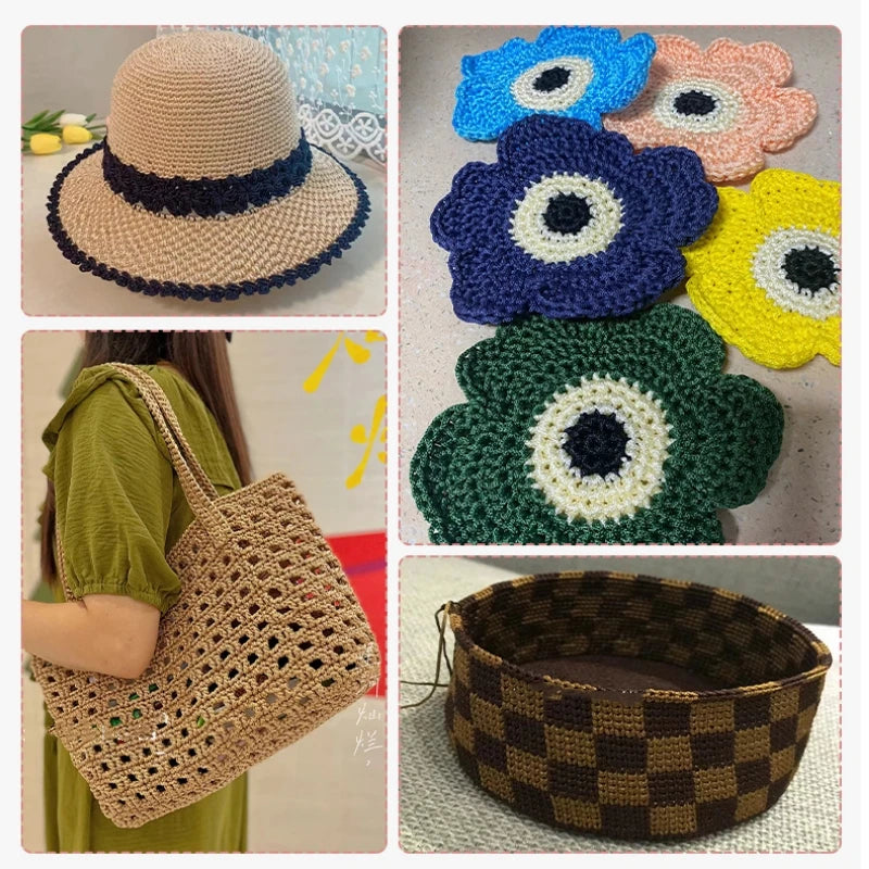 3mm Crocheting light weight Rope cool Hollow yarn to crochet Summer Sun Hat Hand Knitting thick threads bag hat Cushion