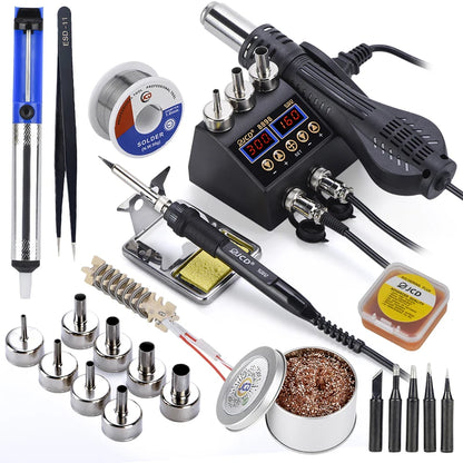 JCD 8898 750W Soldering Station 2 in 1 LCD Digital display Rework Welding Station Kit Hot Air Repair Solder tools