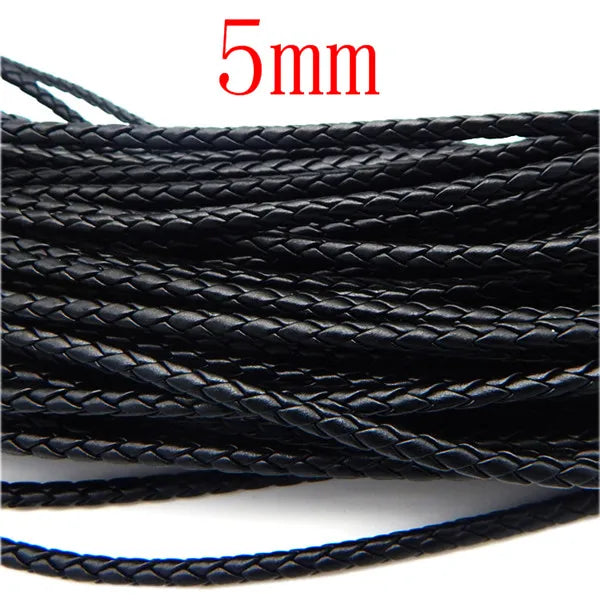5m 3/4/6mm Braided Leather Cord Rope Strip Thread for DIY Pendant Neck Weaving Bracelet