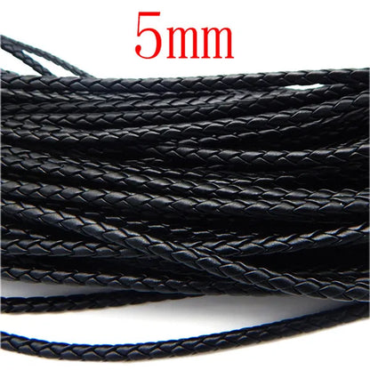 5m 3/4/6mm Braided Leather Cord Rope Strip Thread for DIY Pendant Neck Weaving Bracelet
