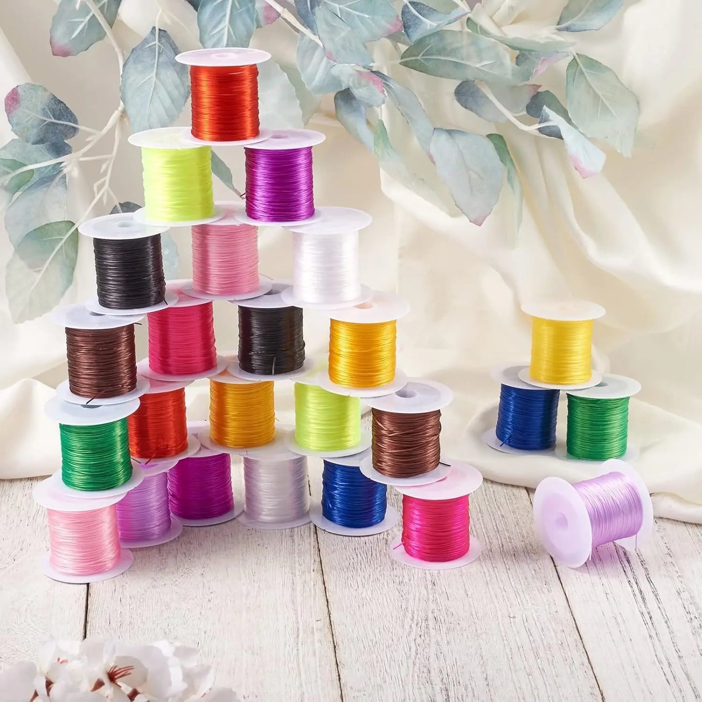 JHNBY 25rolls/Bag 0.8mm Elastic Stretch Fiber Wire Jewelry Making Bracelet Crystal String Cords 10m/roll Mixed Color