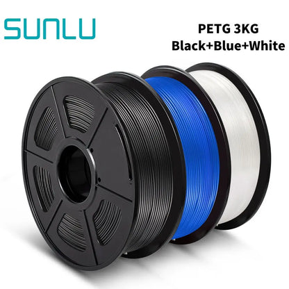 SUNLU PETG 3D Filament 1KG 3 Rolls 1.75mm +/-0.02MM 3D Printing Neatly Wound Vacuum Packing