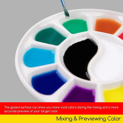 12 well round porcelain palette gouache, 7 inches