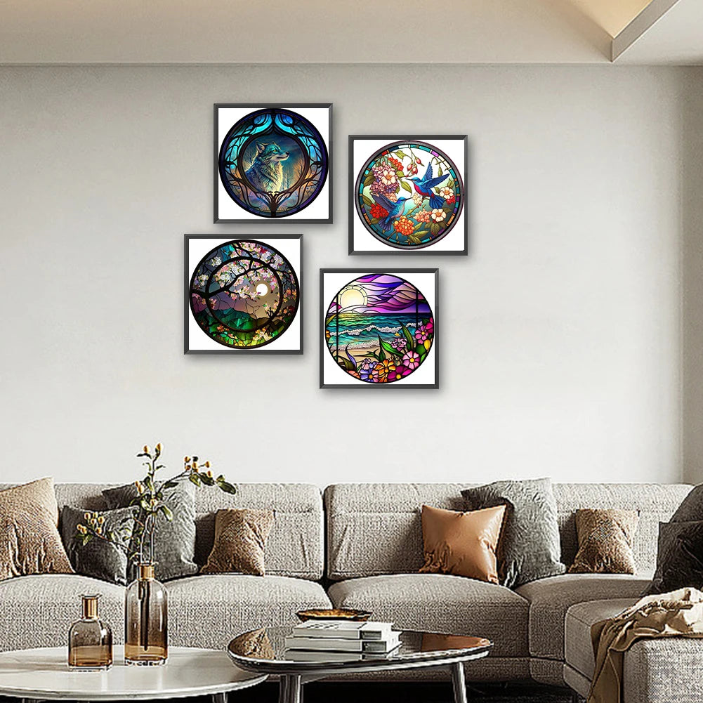 4pcs Paint By Numbers Kit On Canvas DIY Oil Art Animal Picture Wall Decor40x40cm