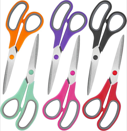 8" Scissors All Purpose 6 Pack - Comfort-Grip Sharp