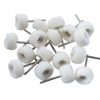 1-20PCS Wool Felt Grinding Sanding Head Polishing Wheel Tool Combination Set About 3mm Shank Dremel Dril for Jewelry/Gold