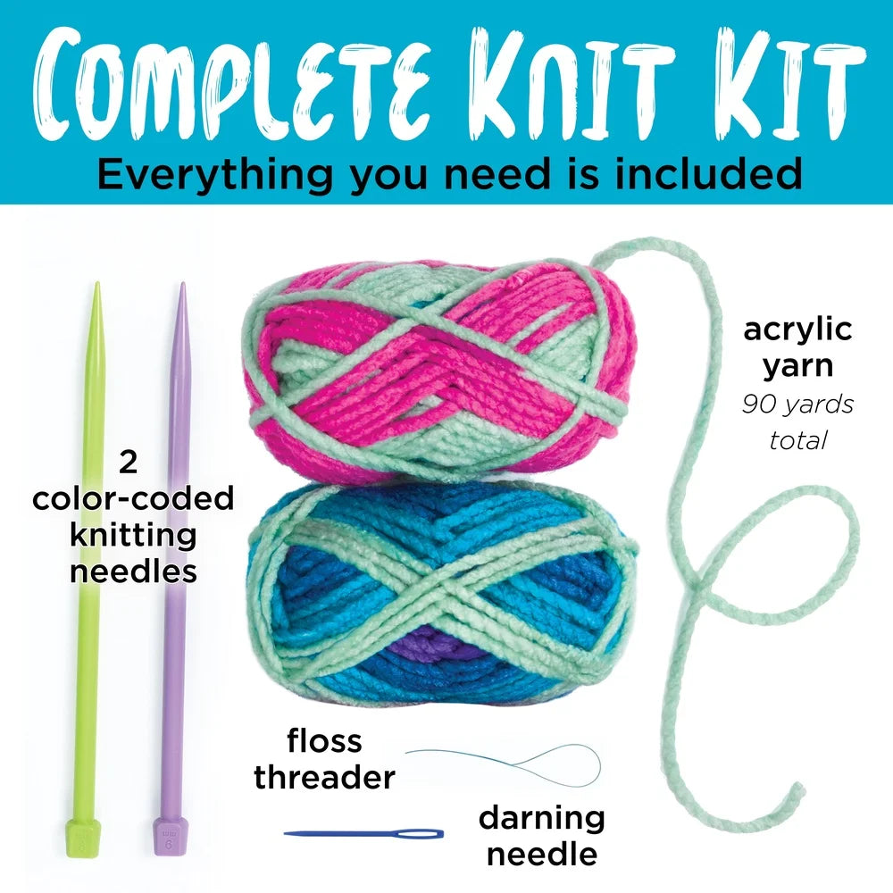 DIY Knitting Kit Kids Ages 9-12 Scarf Crafting 90 Yards Yarn