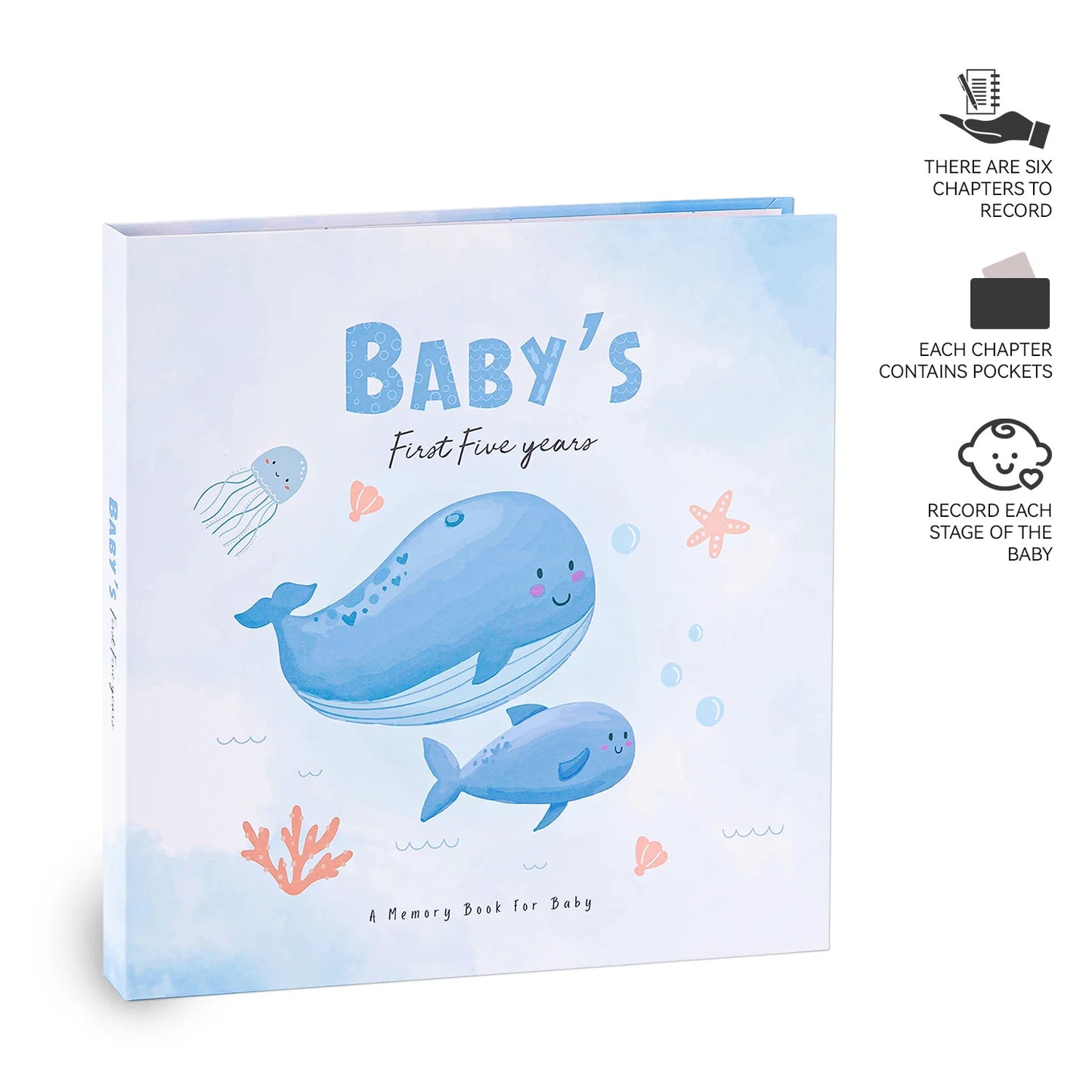 Hardcover Baby Memory Book Growth Chart First Year Journal for Ultrasound to 1st Birthday Eco-Friendly Keepsake Album