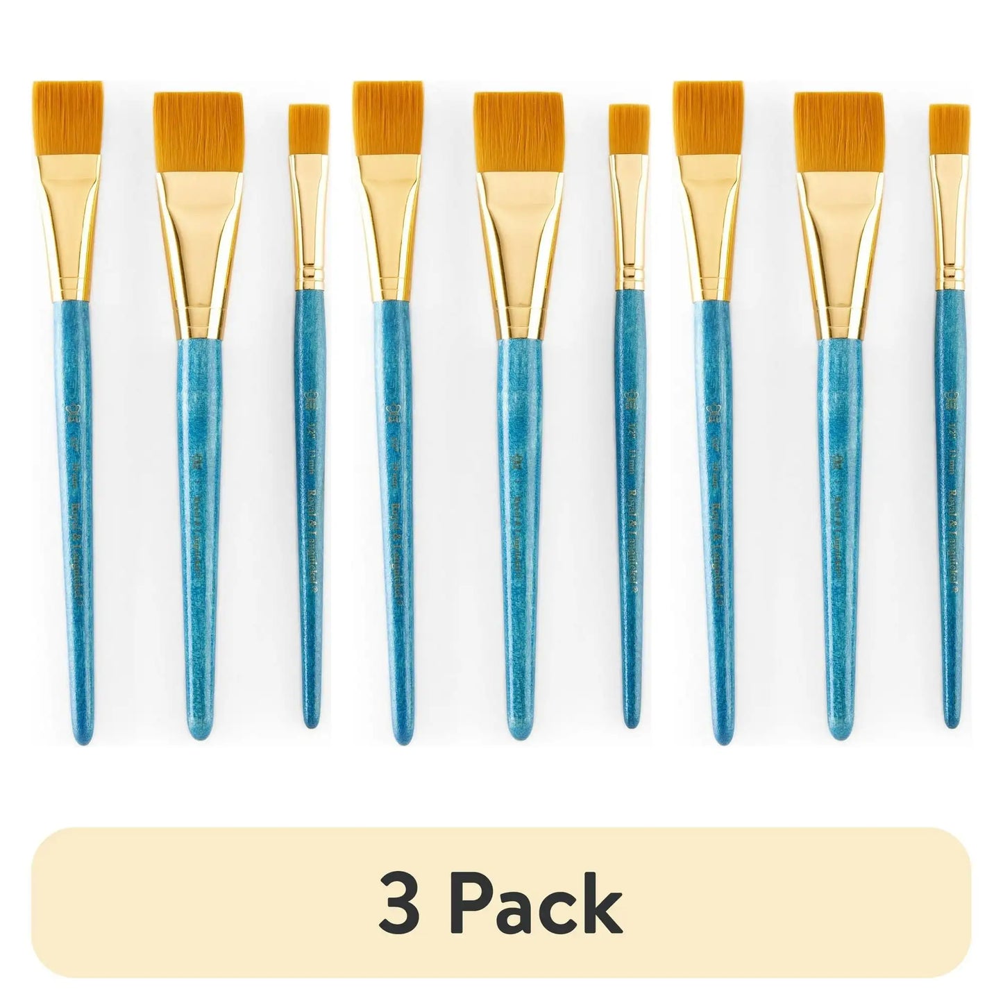 (3 pack) Royal Brush Zip N' Close 3-Brush Set, Golden Taklon, Glaze Wash