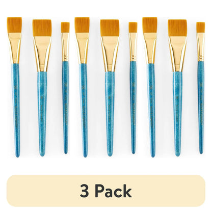 (3 pack) Royal Brush Zip N' Close 3-Brush Set, Golden Taklon, Glaze Wash
