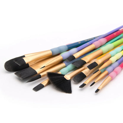 15pc Black Taklon Brush Set Painting Detail Work Blending Layering Easy Clean Durable Ergonomic Handles