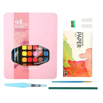 Paint Set 48 Colors Watercolor Paints Set Sketching Palette Travel Art Kit
