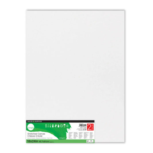 Daler-Rowney Simply Canvas, White Stretched, 18x24 inch, 2 Piece