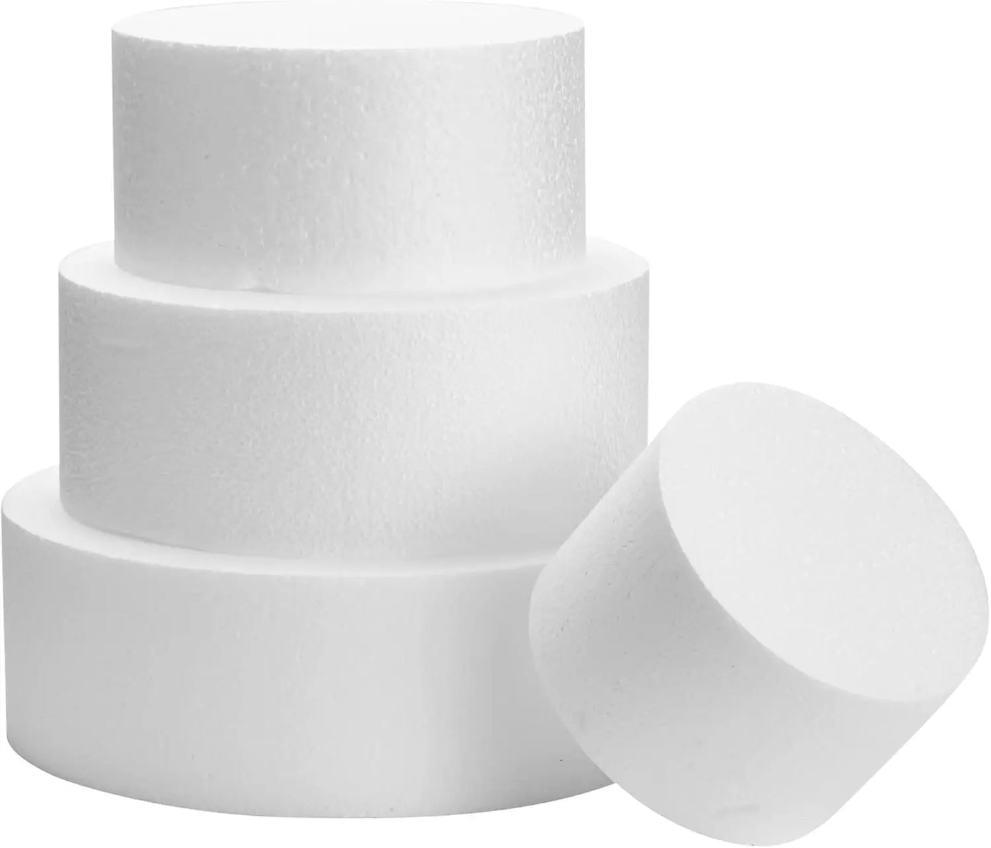 Round Foam Cake Dummy Set - Wedding Display Platform with Stackable Tiers for Decorating Practice, 6-12 Inches, 16 Inches Tall