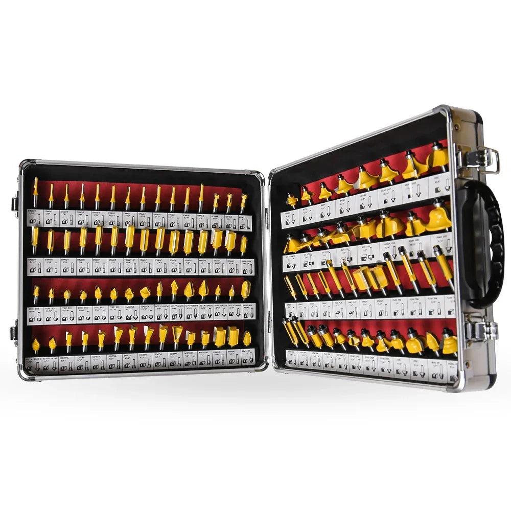 Allsome 100pcs 1/4” Router Bits, Carbide Wood Milling Cutter