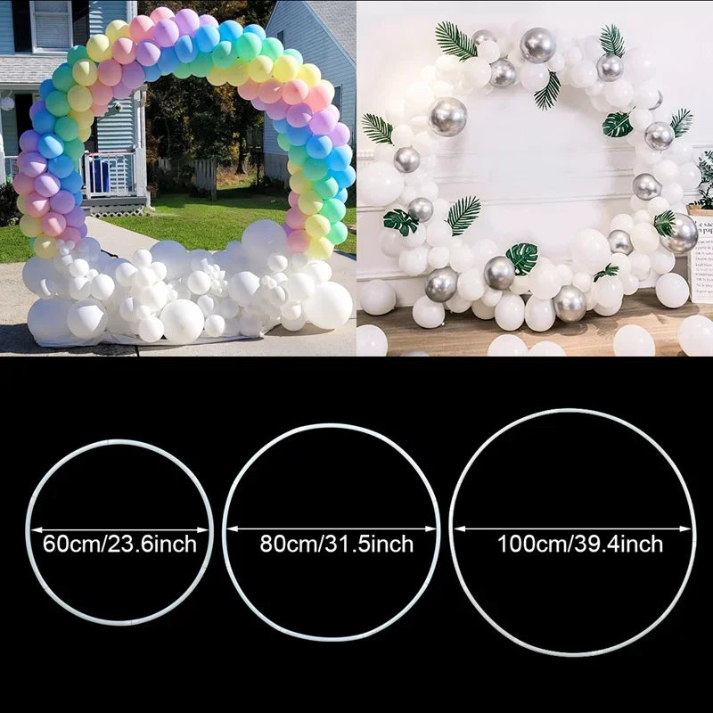 60/80/100cm plastic artificial flower wreath frame arch bow balloon flowers