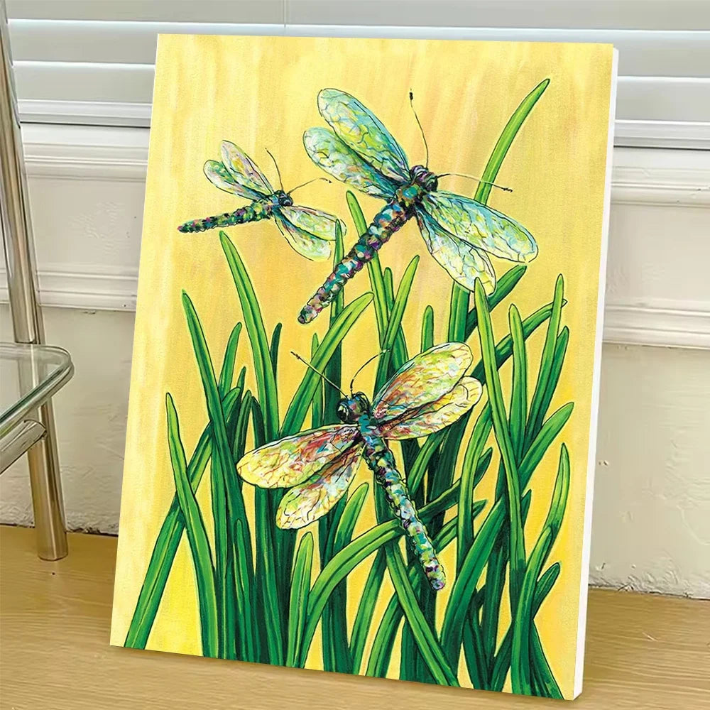 Dragonfly DIY Art Paint By Numbers Kit Hand Painted On Canvas