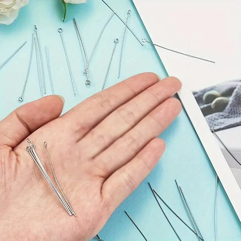200PCS 35mm Mini Metal Wire Eyepins Beading Small Open Eye Head Pins Needles Bulk for DIY Craft Earrings Jewelry Accessories