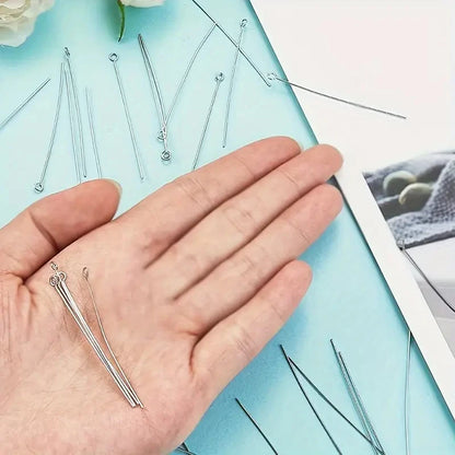 200PCS 35mm Mini Metal Wire Eyepins Beading Small Open Eye Head Pins Needles Bulk for DIY Craft Earrings Jewelry Accessories