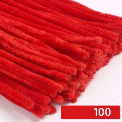 100pcs 30cm Chenille Stems Stick Cleaners Handmade Colorful Pipe
