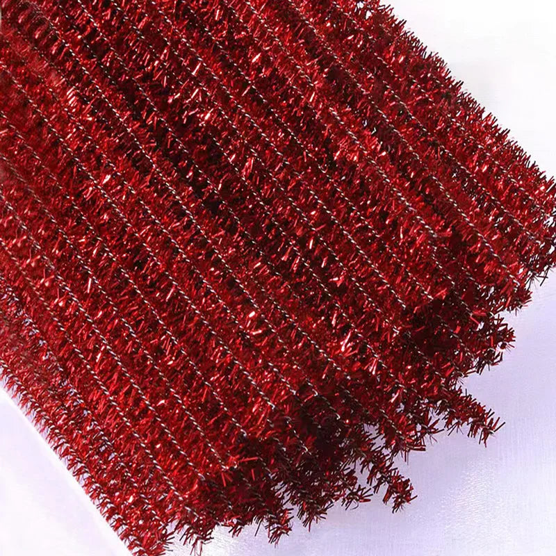 10/50/100 Glitter Chenille Stem Pipe Cleaner Plush Metal Foil Stem Wire Sticks DIY