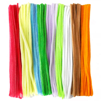 100pcs 30cm Chenille Stems Stick Cleaners Handmade Colorful Pipe