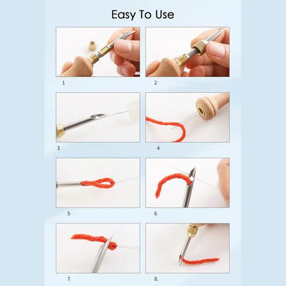 Embroidery Needle Kit Adjustable Punching Needle Tufting Tools Pen Punch Kit For Pillows Towels Quilts