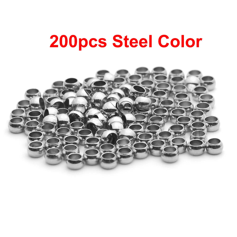 100-200Pcs 1.5 2 2.5 3mm Stainless Steel Ball Stopper Crimp End Beads Positioning Spacer Beads