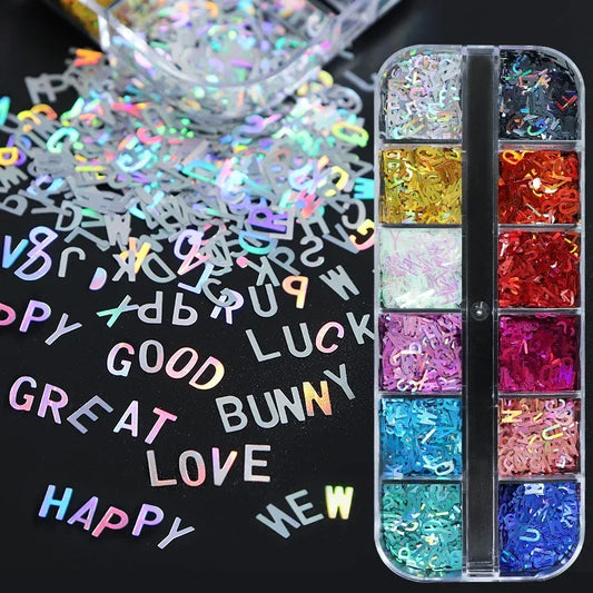Holographic Letters Resin Sequins Fillers Epoxy Filling Crafts Materials Iridescent Glitter Flakes