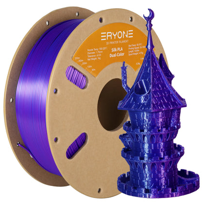 ERYONE PLA Silk Dual Color Premium Filament 3D Print, Diameter:1.75mm, Tolerance:+/-0.03mm,1KG/Spool