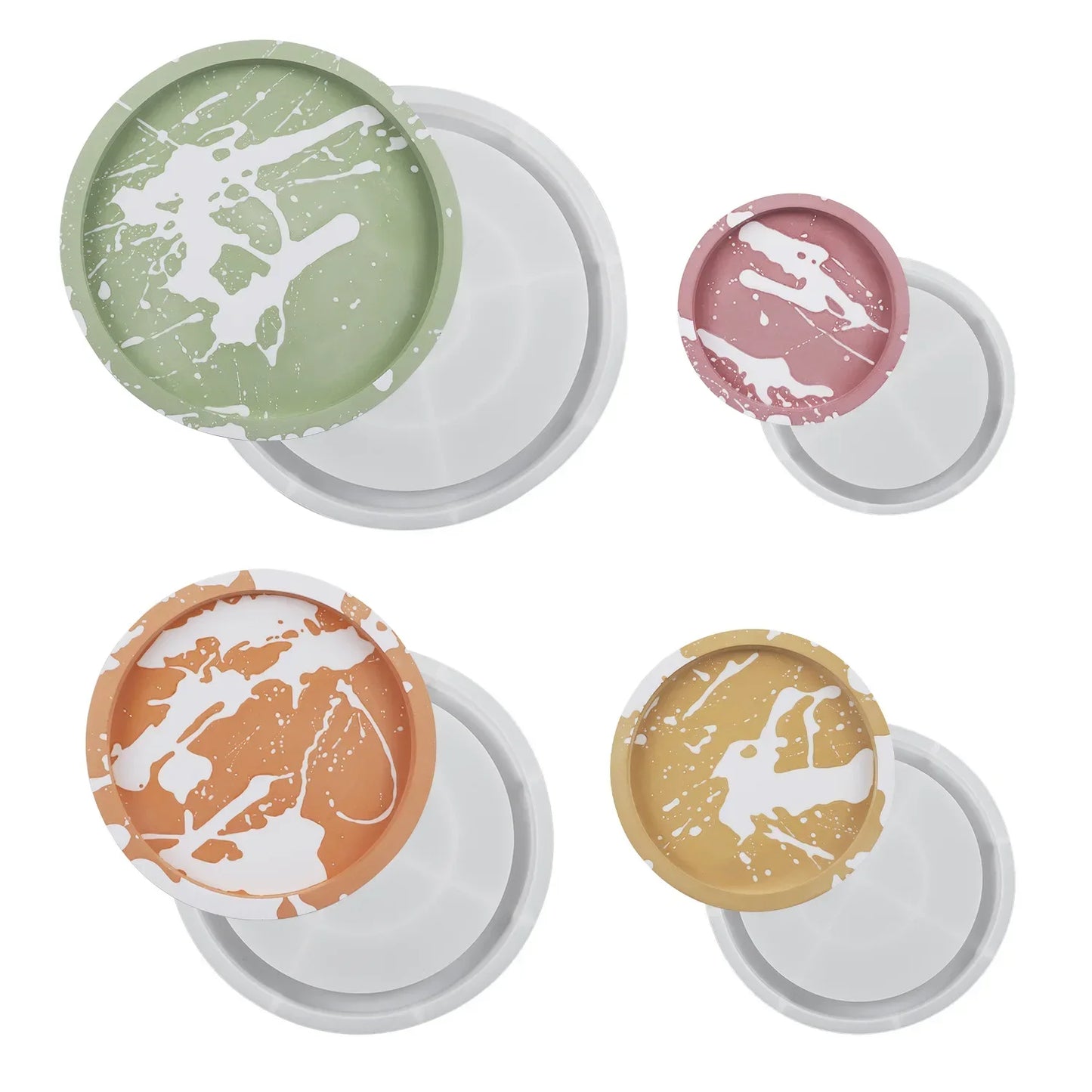 Round Tray Clay Silicone Molds Storage Plate Epoxy Resin Jewelry Display Flowerpot Candle Holder Concrete